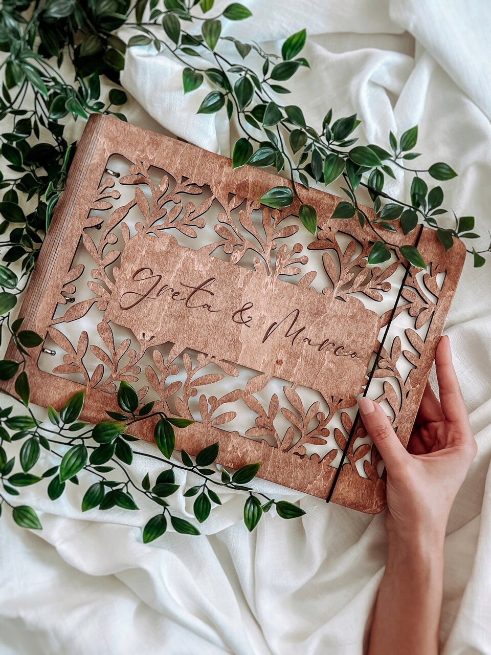 Wooden Memory Photo Album, Christmas Gift, Custom Photo Book, Scrapbook Album, Wedding Photo Book